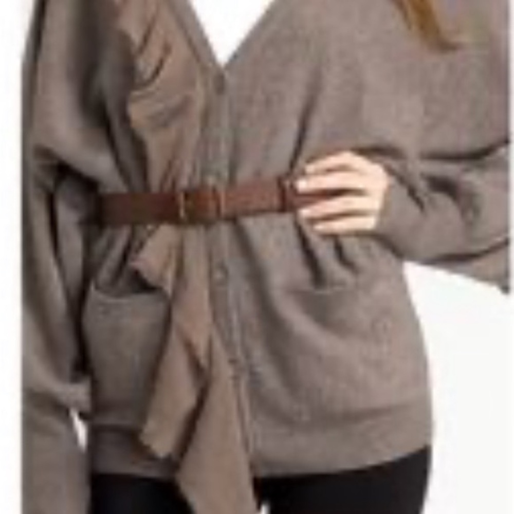 Elizabeth and James Lambswool Cashmere Long Cardigan, Sz S